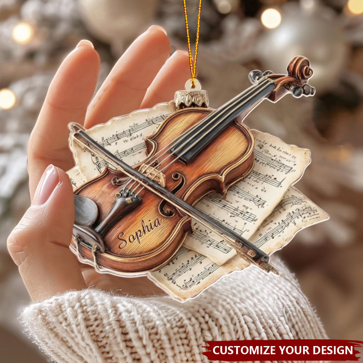 Custom Name Personalized Violin Ornament,Classical Instrument Holiday Gift for Musicians