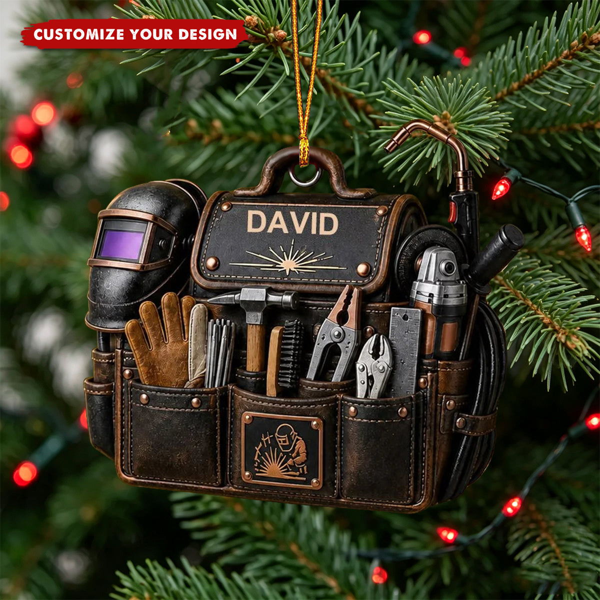 Personalized Welder Christmas Ornament - Custom Welding Tool Bag Acrylic Keepsake Gift