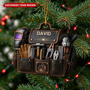 Personalized Welder Christmas Ornament - Custom Welding Tool Bag Acrylic Keepsake Gift