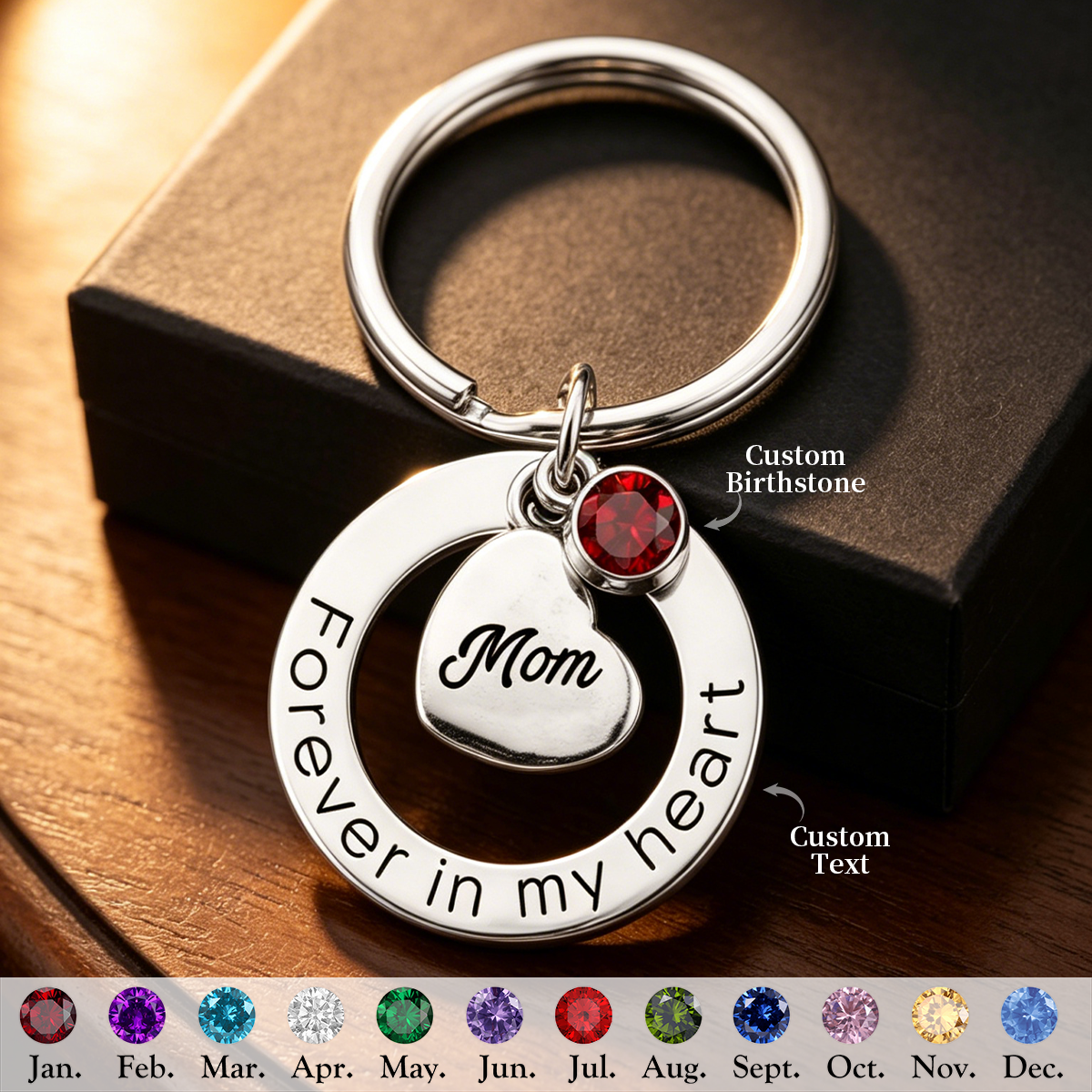 Forever In My Heart Personalized Memorial Keychain, Loss of Dad/Mom/Family/Friend