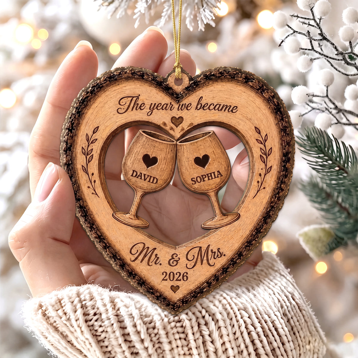 The Year We Became Mr & Mrs-Personalized Newlywed Christmas Wooden Ornament