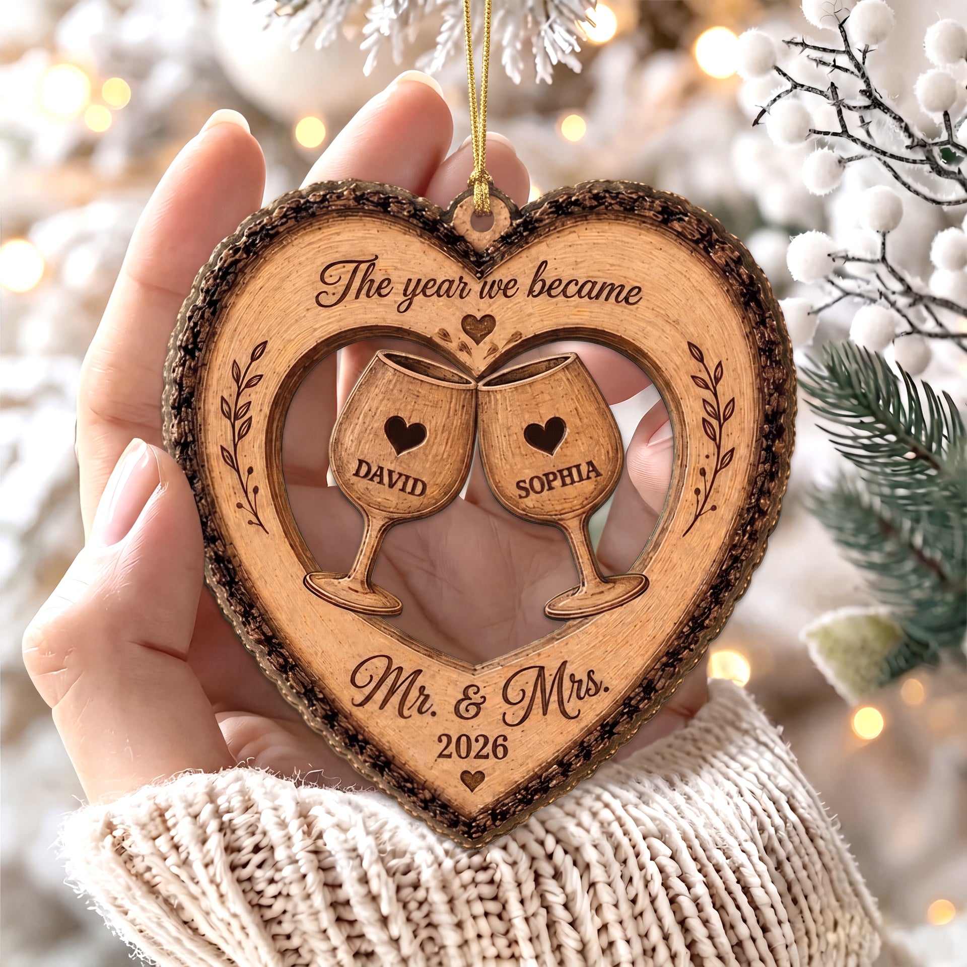 The Year We Became Mr & Mrs-Personalized Newlywed Christmas Wooden Ornament