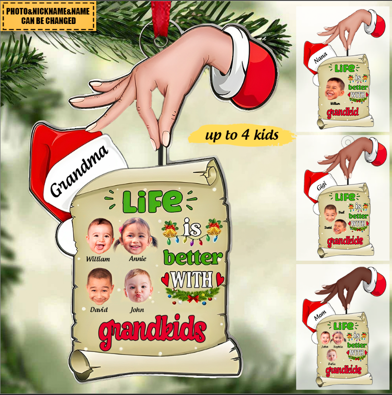 Life is Better With Grandkids Personalized Acrylic Ornament