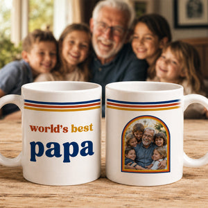 Custom World’s Best Dad Photo Mug, Retro 70s Father’s Day Gift