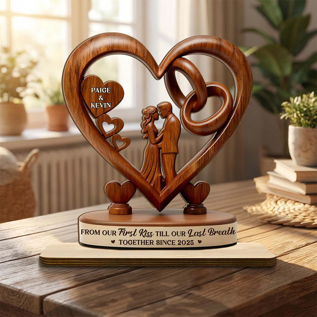 From Our First Kiss Till Our Last Breath - Personalized Wooden Plaque