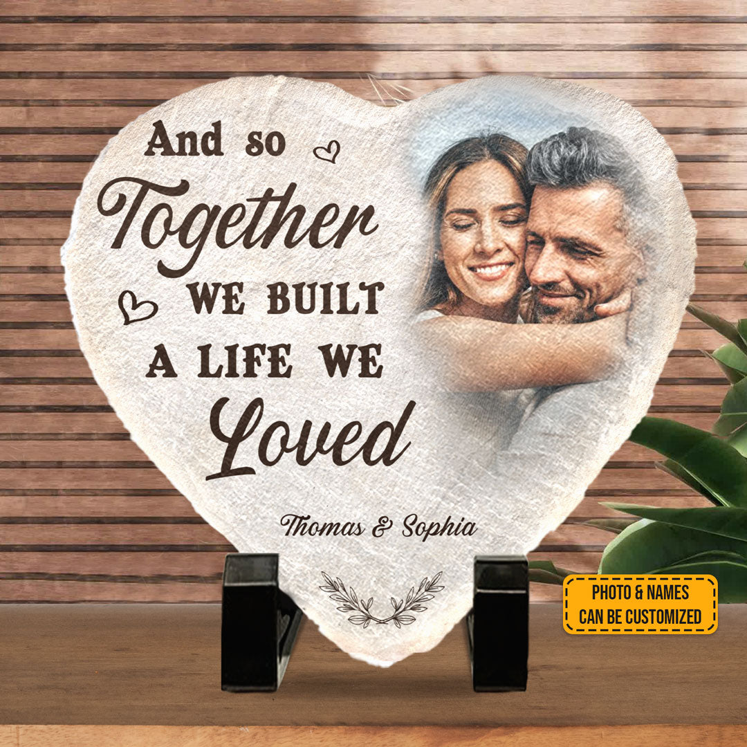 Custom Photo My Favorite Place In All The World Is Next To You - Couple Personalized Custom Heart Shaped Stone - Gift For Husband Wife, Anniversary