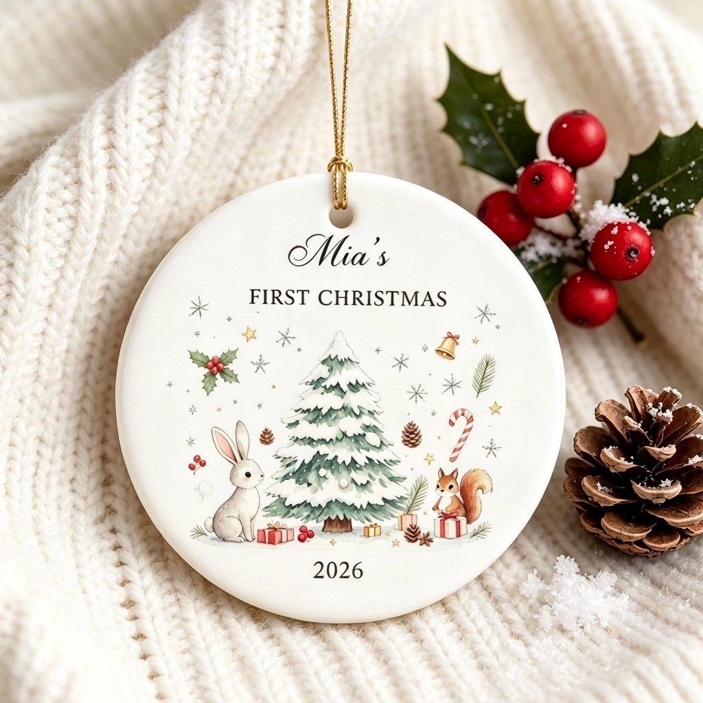 Personalized Baby's First Christmas Ornament With Baby Name - New Baby Gift
