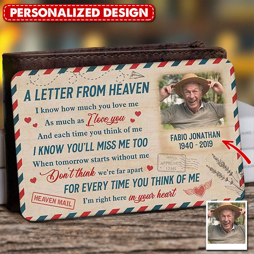 Metal Wallet Card - A Letter From Heaven - Memorial Gift From Photo