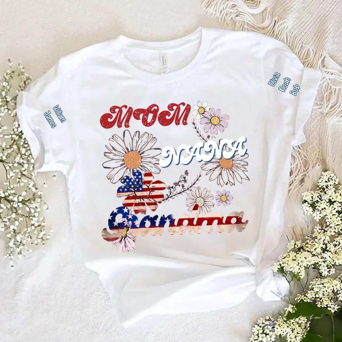 Personalized Mom Nana Great Nana's T-Shirt, Independence Day Gift