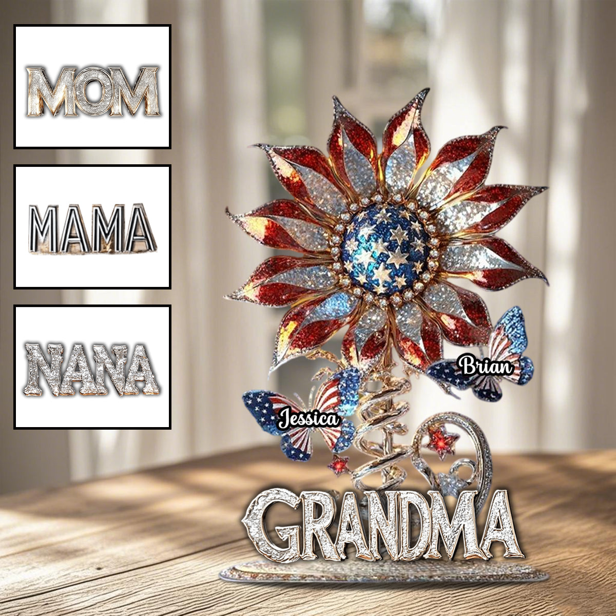 Best Mom Ever - Personalized Patriotic Acrylic Plaque