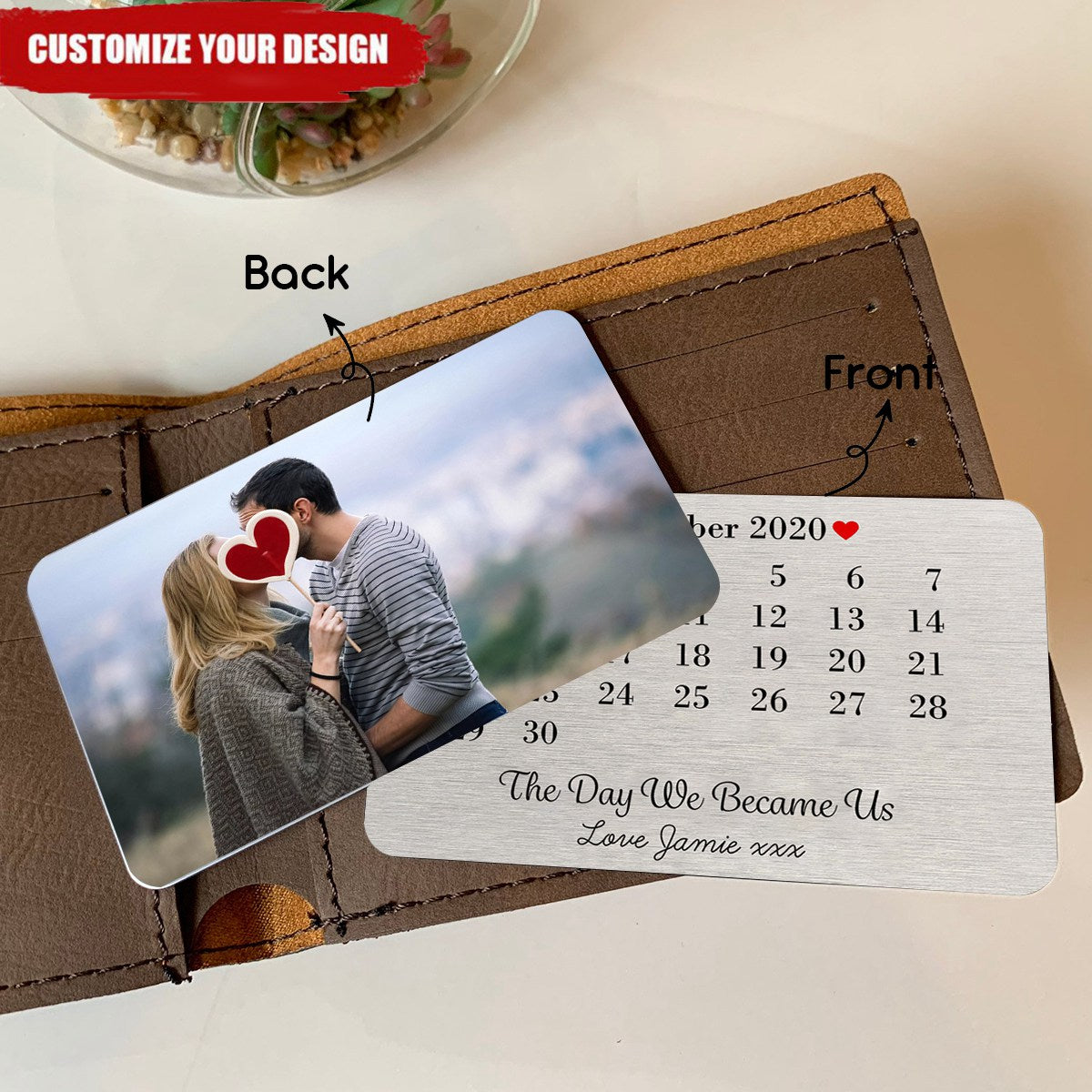 Personalized Day We Became Us Date Metal Wallet Card