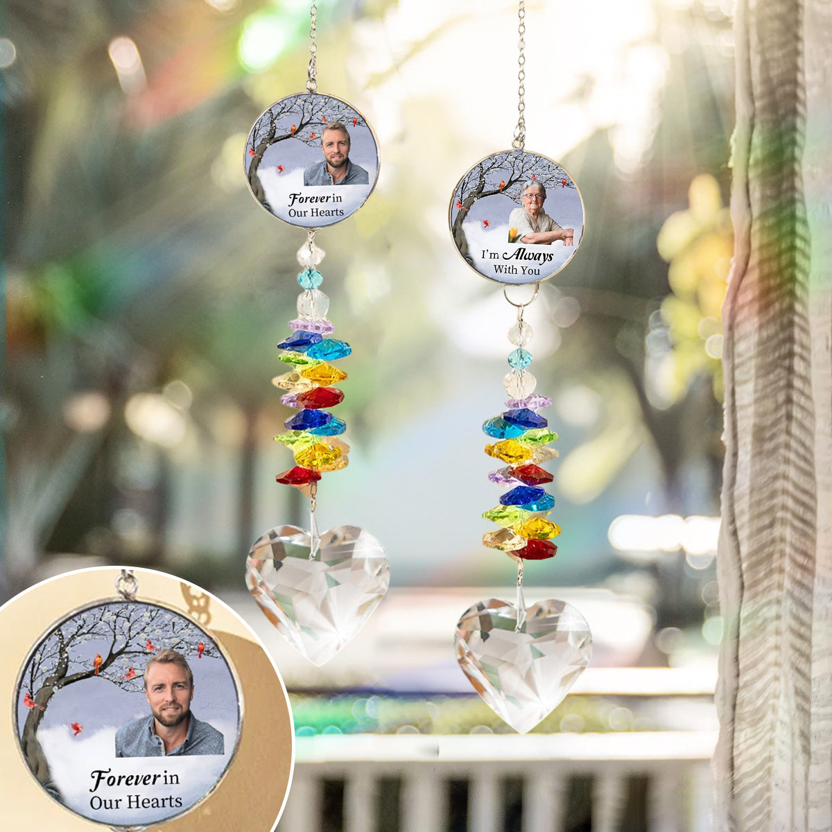 Personalized Crystal Photo Memorial Suncatcher