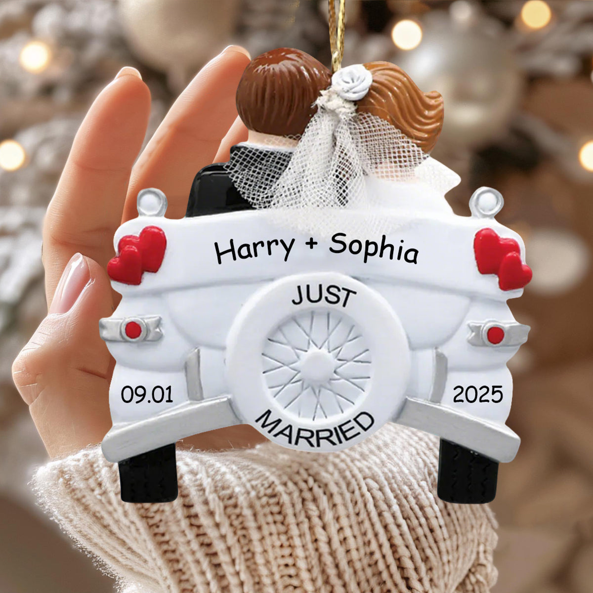 Just Married - Personalized Our First Christmas Ornament
