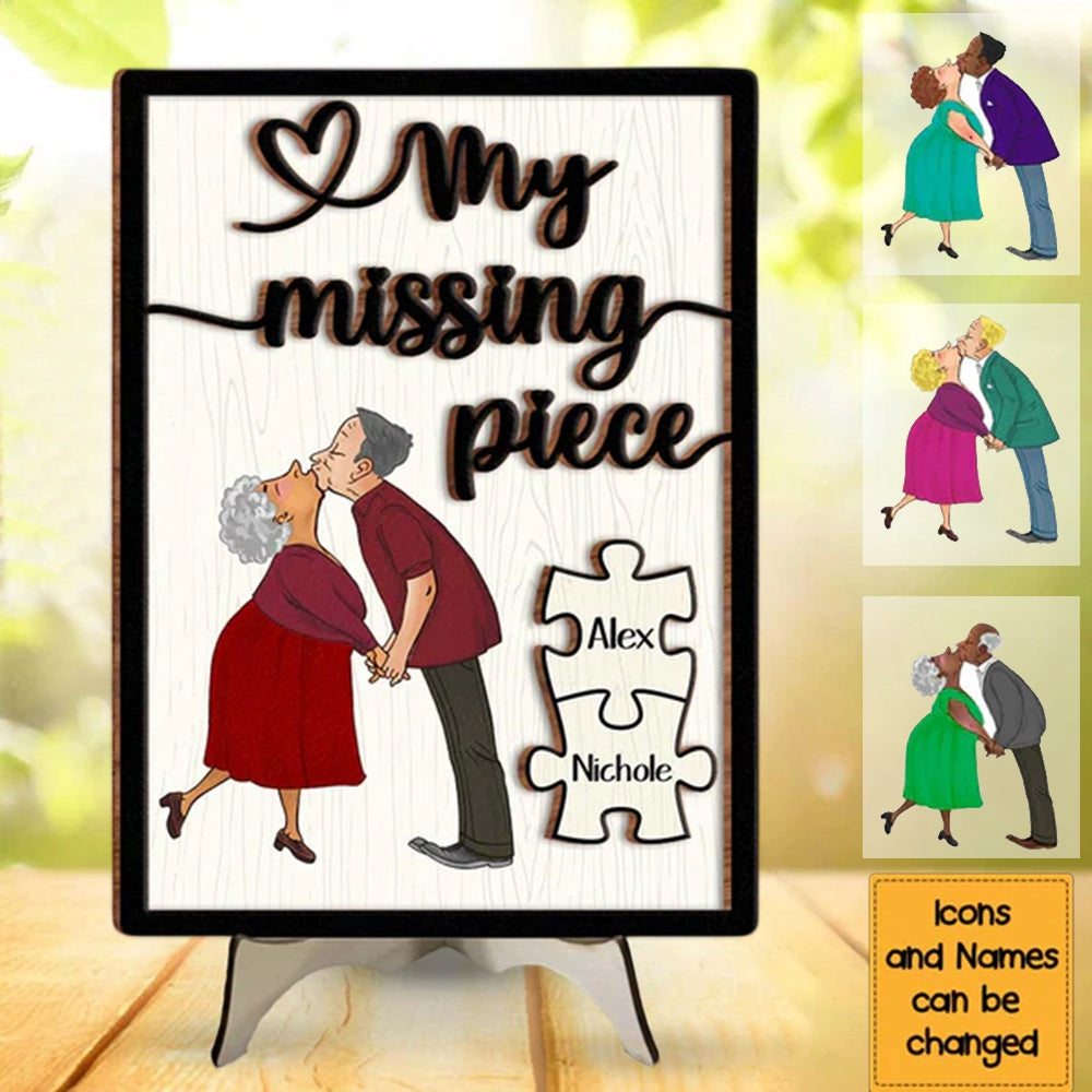 Gift For Couple My Missing Piece 2 Layered Separate Wooden Plaque