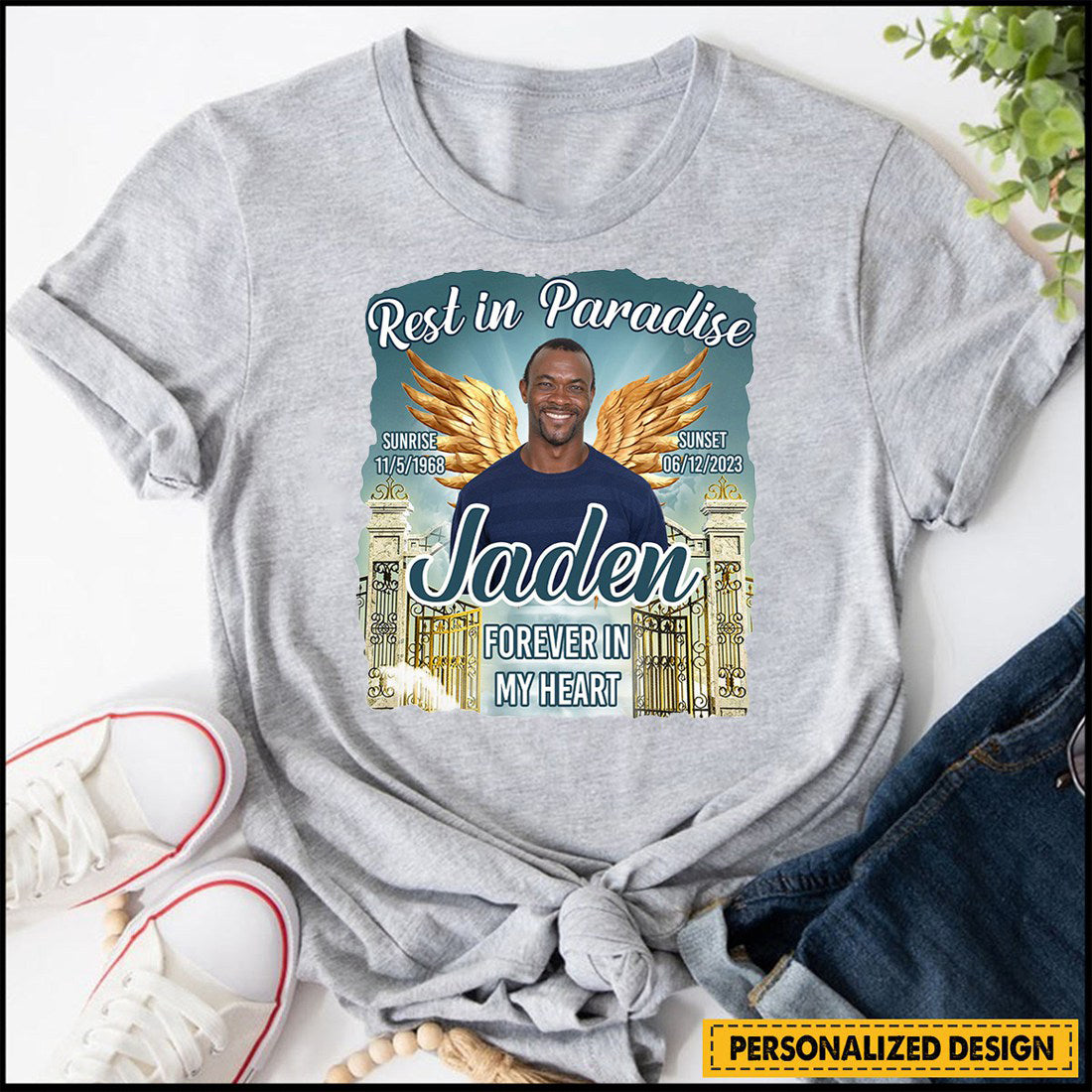 Rest In Paradise Memorial Personalized Photo Shirt