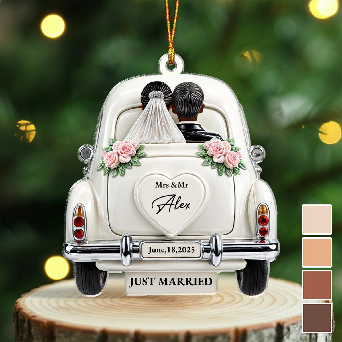 Just Married - Newlyweds Personalized Ornament