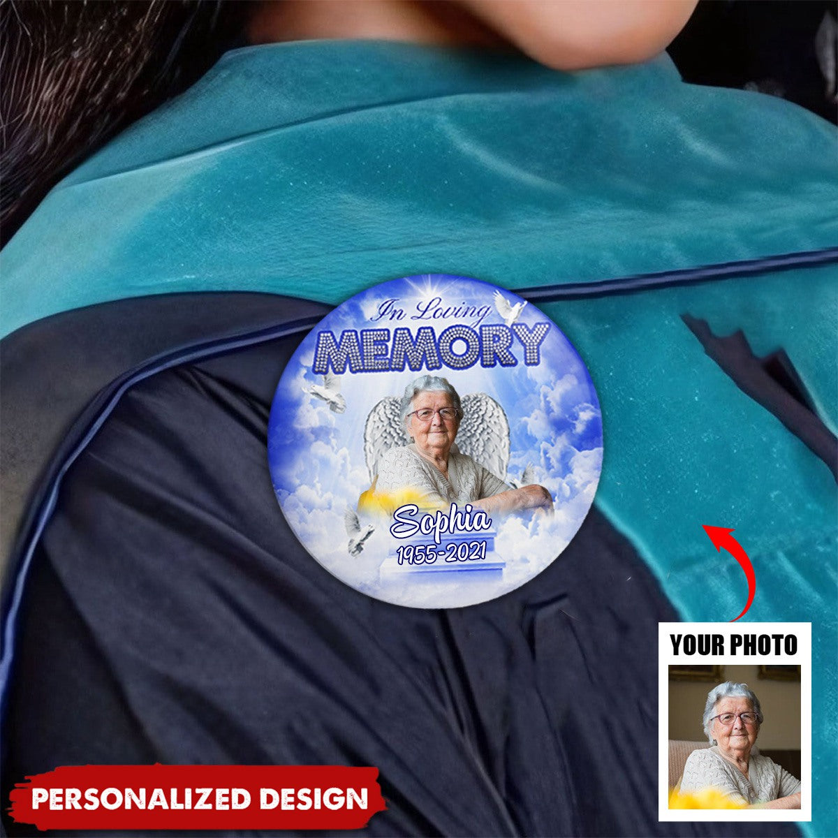 In Loving Memory Custom Memorial Button Pin - pixisid