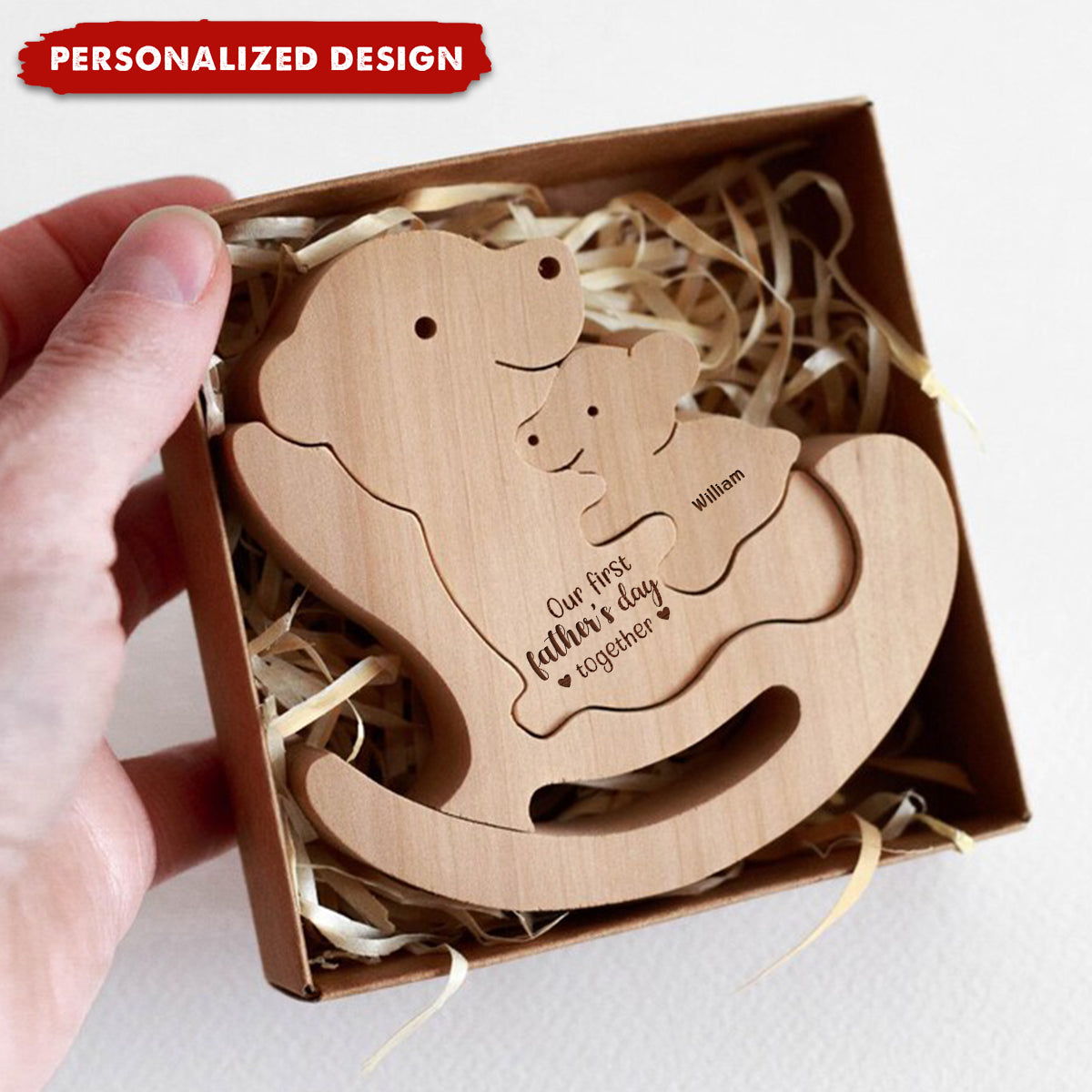 Personalized Name Wooden Bear Family Puzzle, Father's Day Gift