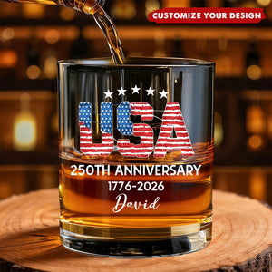 Personalized USA 250th Anniversary Whiskey Glass