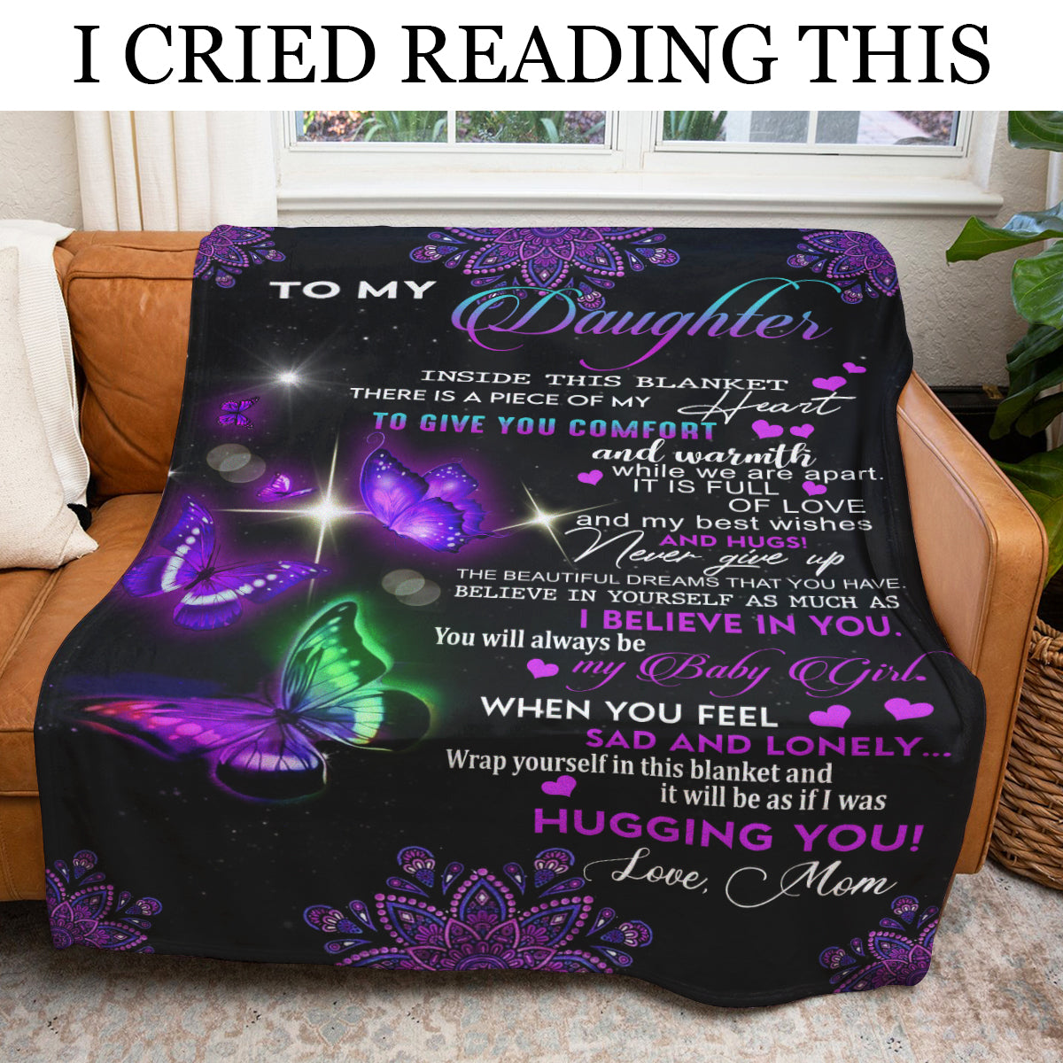Gift For Daughter Blanket, From Mom To My Daughter Butterfly Purple Blanket