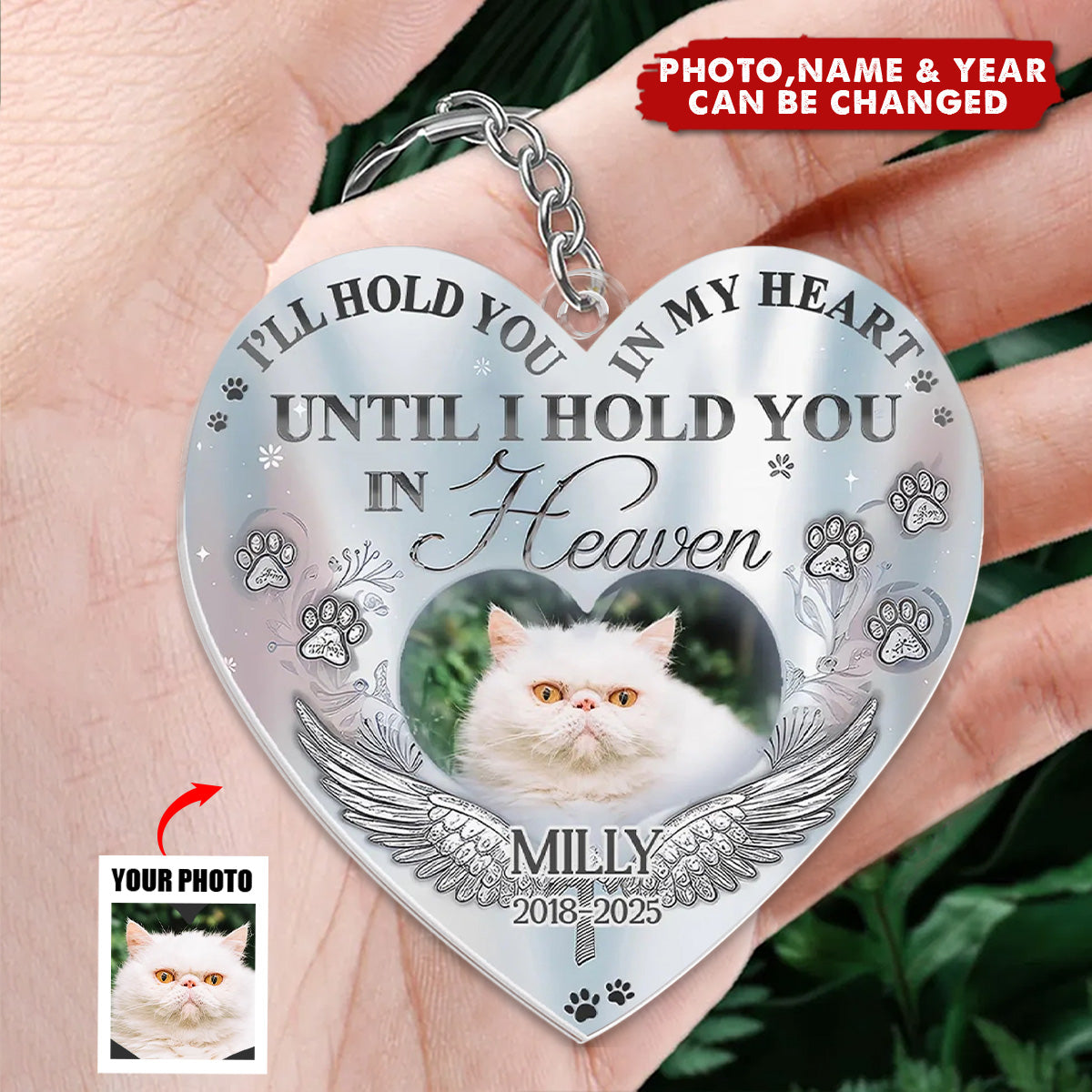 Personalized Custom Pet Photo Keychain - Sympathy Gift For Pet Owners
