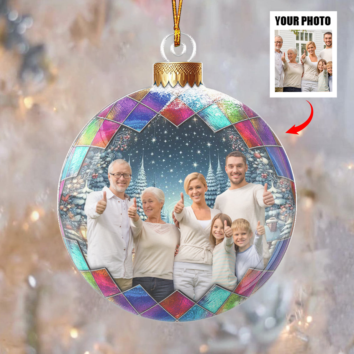Family Christmas Bauble Shaped - Custom Acrylic Ornament