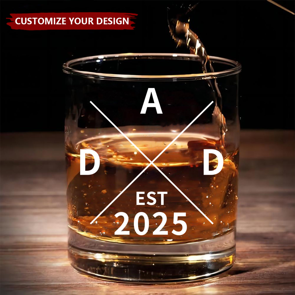 Personalized New Dad Gift - Dad Established Custom Whiskey Glass