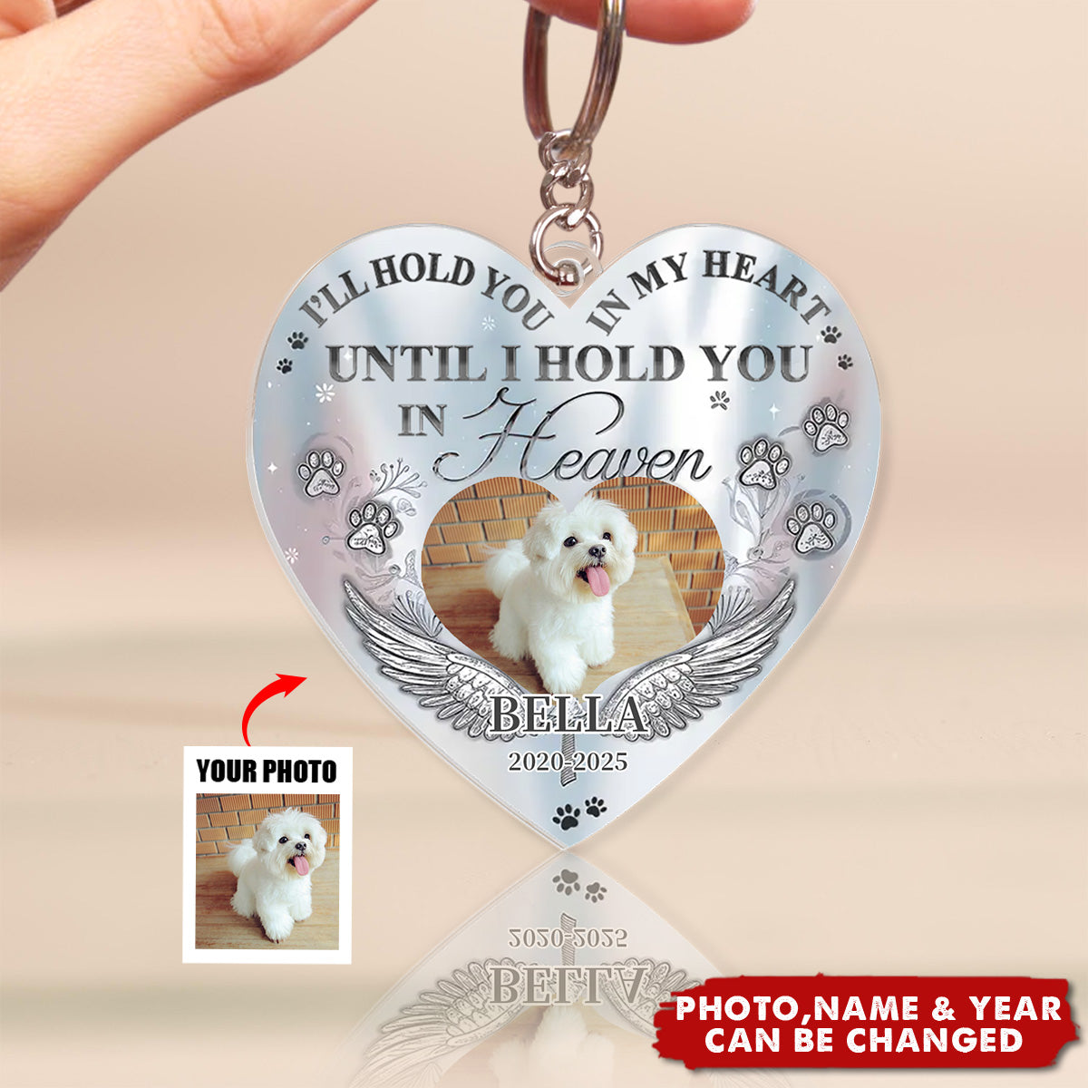 Personalized Custom Pet Photo Keychain - Sympathy Gift For Pet Owners