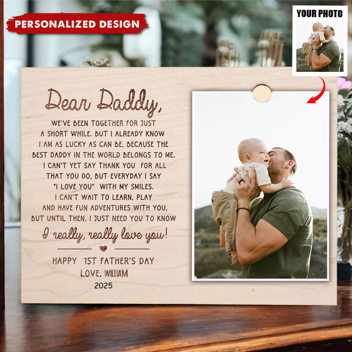 First Father's Day Gift - Personalized Keepsake Wood Plaque