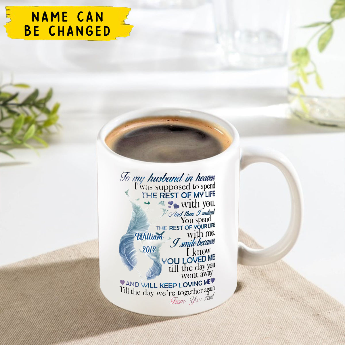 To my husband in heaven Mug-Loss Of Loved One, Remembrance Gift