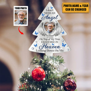 Custom Personalized Memorial Photo Tree Topper - I Have One In Heaven