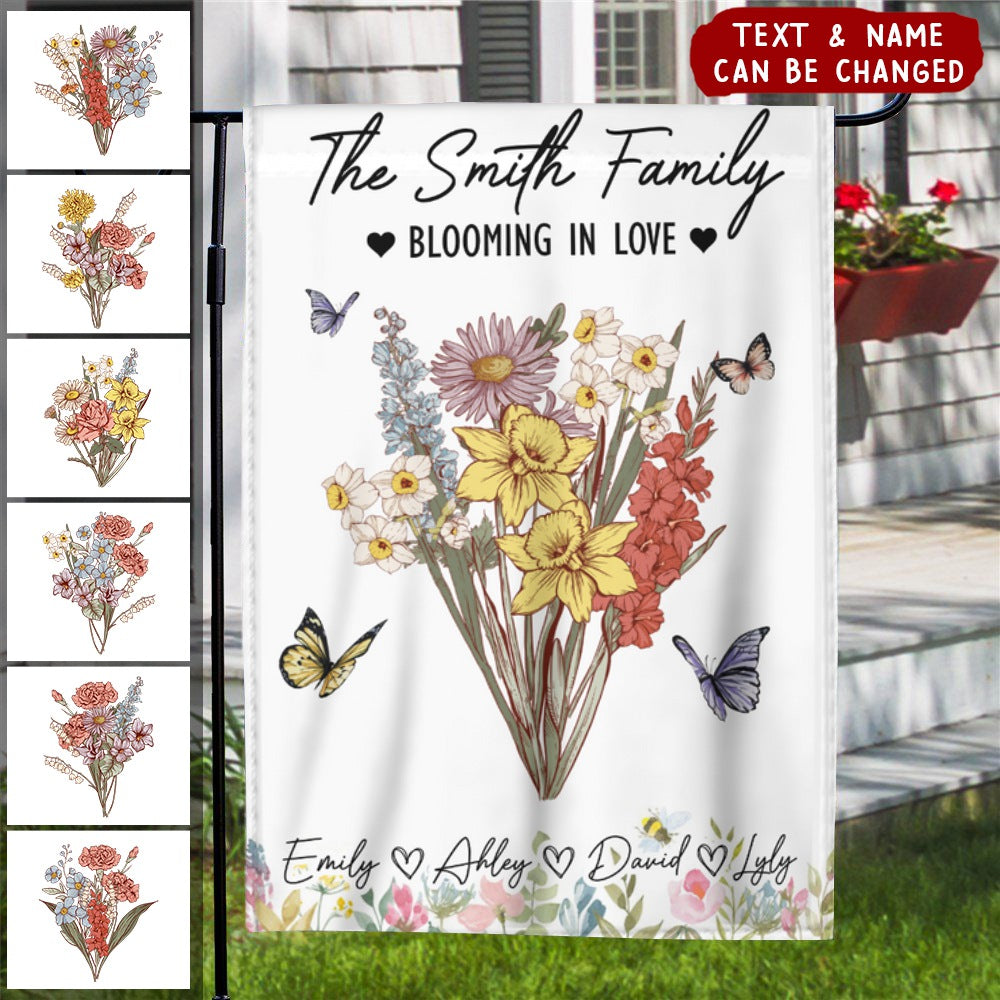 Nana's Garden Custom Flower Bouquet Personalized Garden Flag