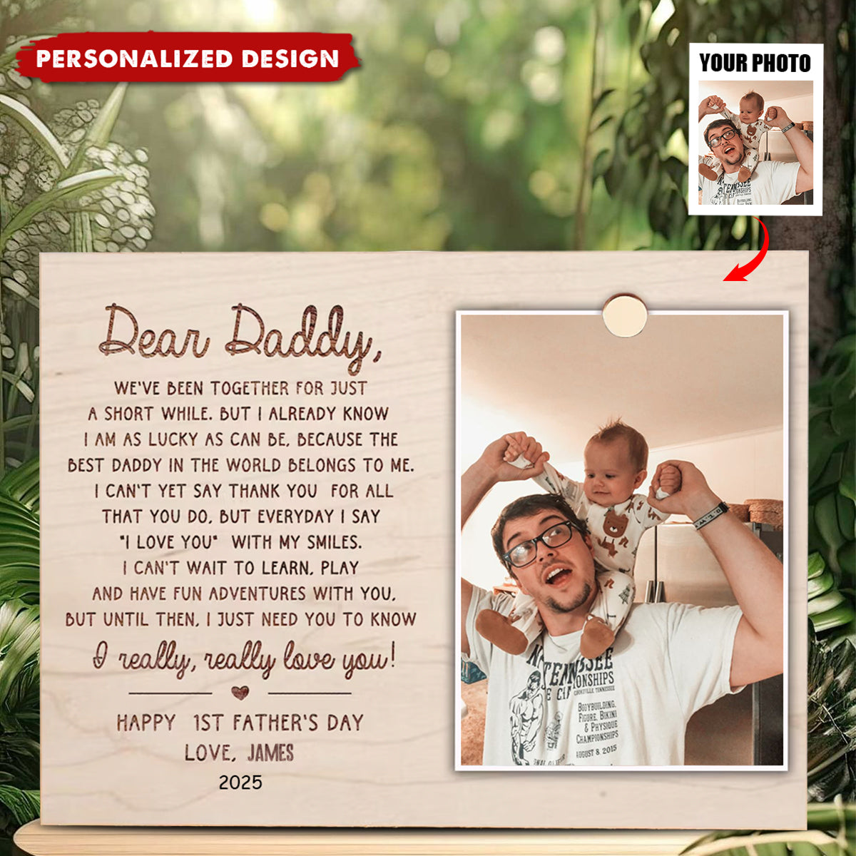 First Father's Day Gift - Personalized Keepsake Wood Plaque