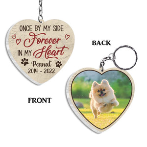 Dog Photo Memorial Gift For Loss of Dog Once By My Side Forever In My Heart Acrylic Keychain