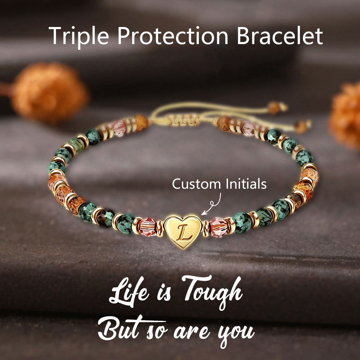 Custom Engraved Triple Protection Bracelet, Inspirational Gifts