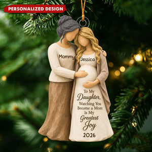 Watching You Become A Mom - Personalized Pregnancy Ornament, Gift For Daughter