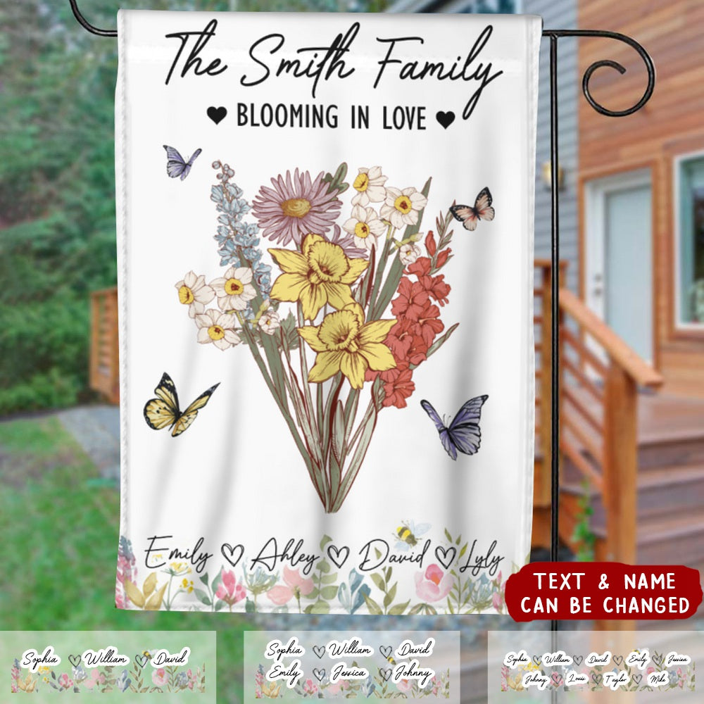 Nana's Garden Custom Flower Bouquet Personalized Garden Flag