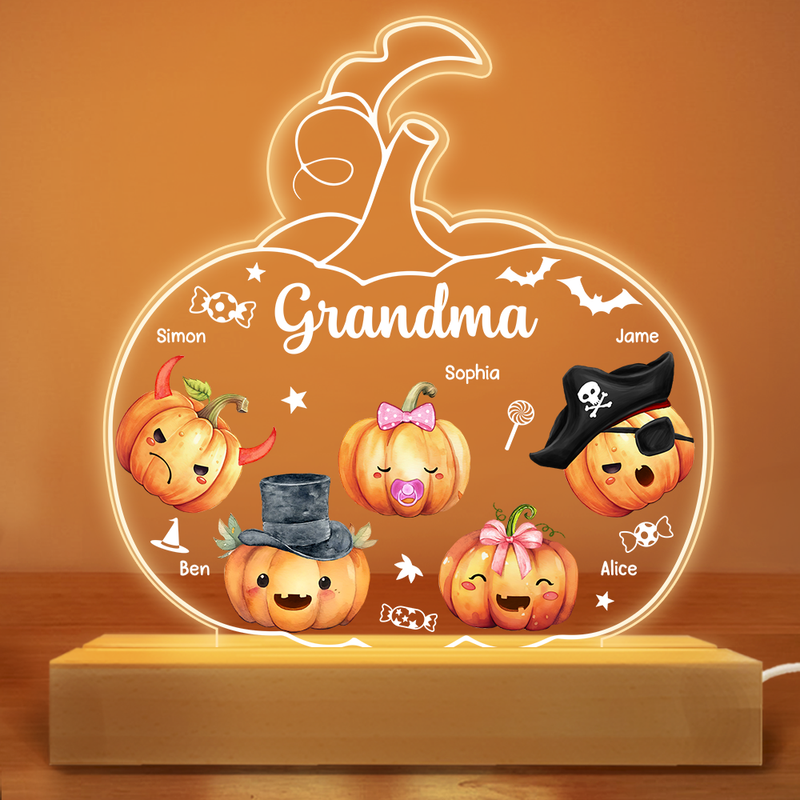 Gift For Grandma Pumpkin Shape Plaque LED Lamp Night Light