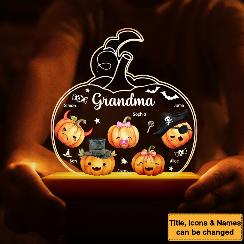Gift For Grandma Pumpkin Shape Plaque LED Lamp Night Light