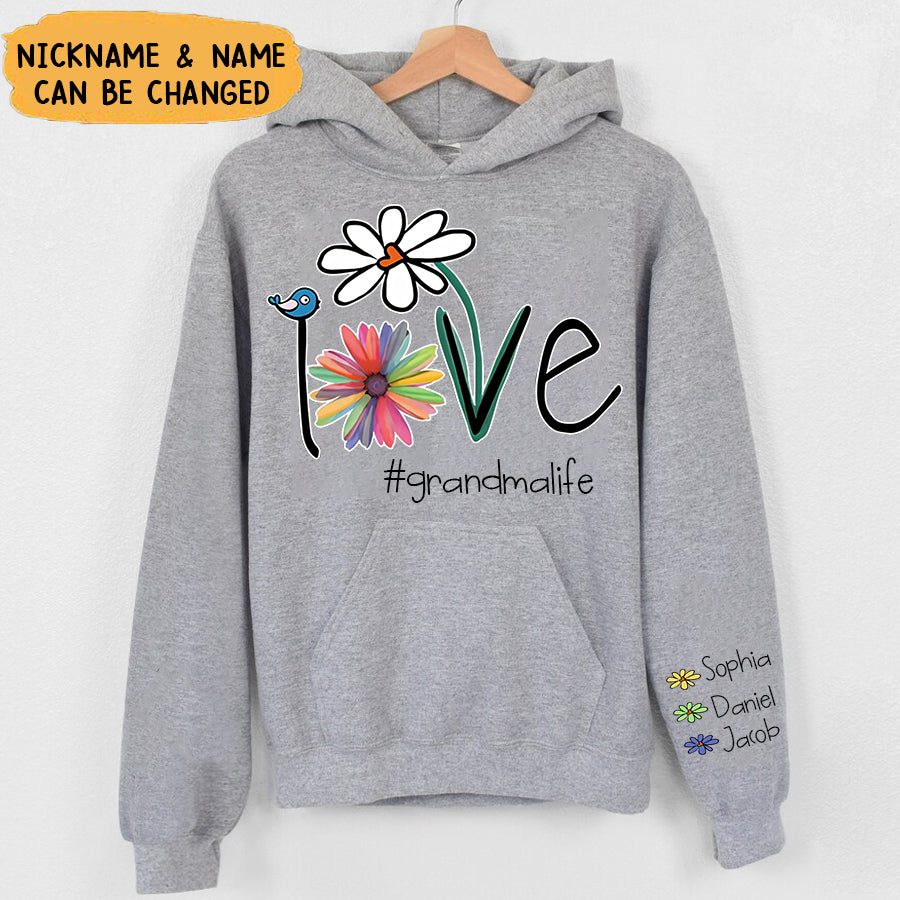 Personalized Love Grandma Life Flower Hoodie