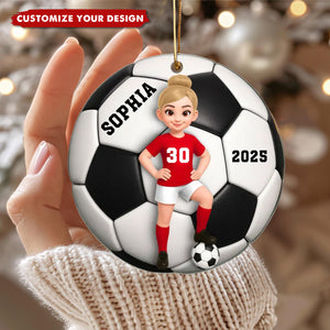 Soccer Girl Boy 3D Effect - Personalized Acrylic Ornament