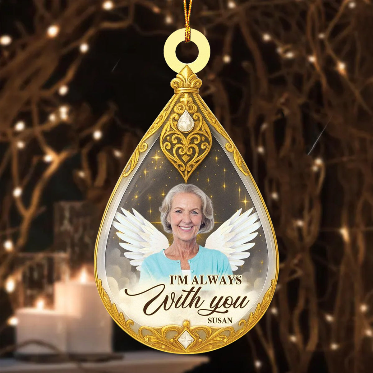 Personalized Memory Angel Wings Photo Acrylic Ornament