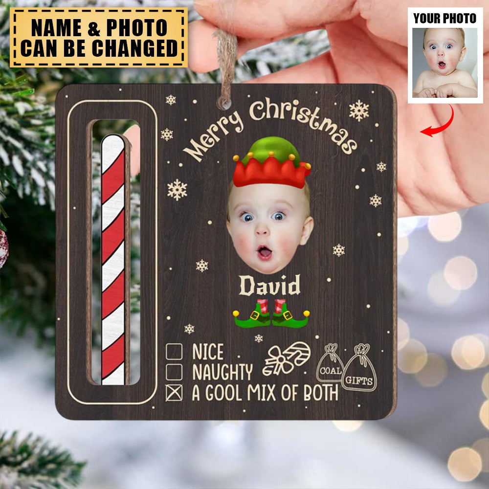 Merry Christmas Naughty - Personalized Wooden Ornament, Money Holder