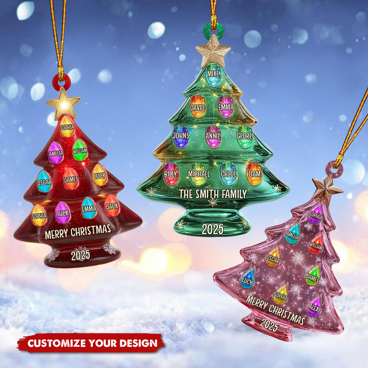 Merry Christmas - Personalized Family Ornament