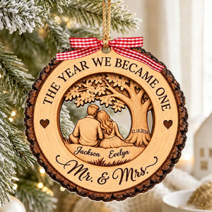 Personalized First Christmas Married Ornament, Newlyweds Gift For Couple