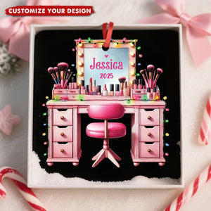 Personalized Set Makeup Ornament, Makeup Artist Christmas Ornament Gift