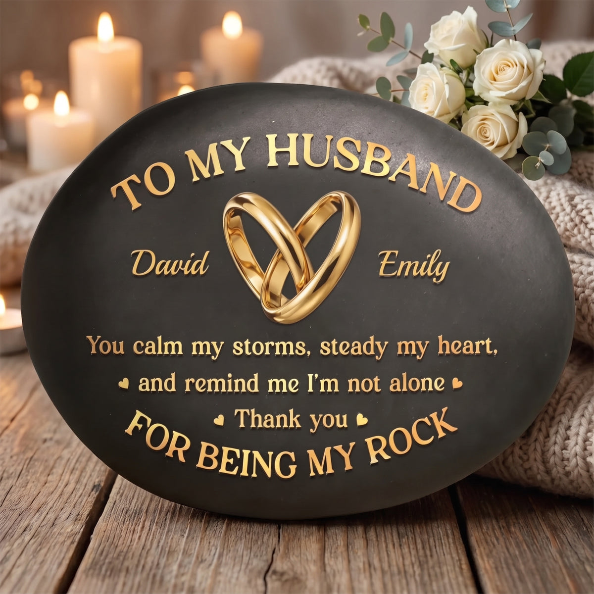 Custom Printed Rock - Personalized Anniversary Wedding Gifts For Husband And Wife, Him And Her - Forever Grounded In Love