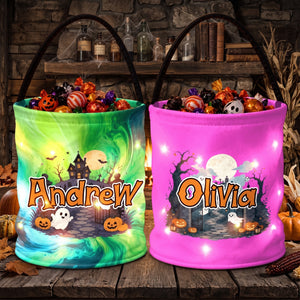 Custom LED Light Bucket Bag - Personalized Halloween Birthday Gifts For Kids