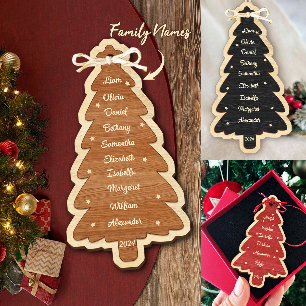 Personalized Family Christmas Tree Ornament, Name Customized Gift