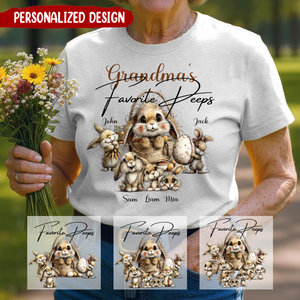 Grandma's Favorite Rabbit Easter Day Personalized Kids Name T-Shirt